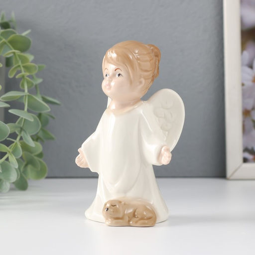 Фигурка керамика Девочка-ангел со спящим котом, 6.5?5.5?11.5 см