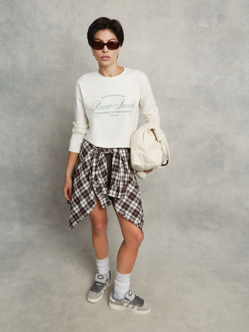 Лонгслив прямого силуэта с эластичным принтом POWER INSIDE - Eazyway фото 4