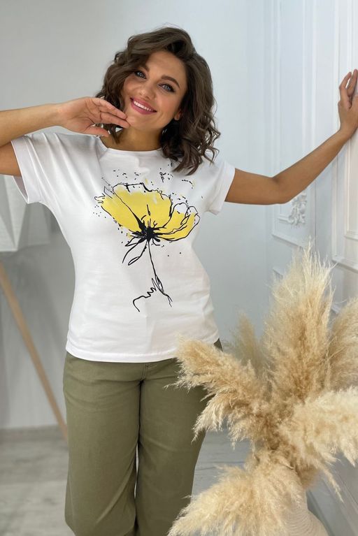 Футболка Rumoda 2062 белый/желтый  фото 2