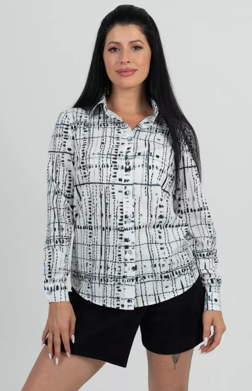 Женская рубашка с длинным рукавом приталенного силуэта - Трика фото 11