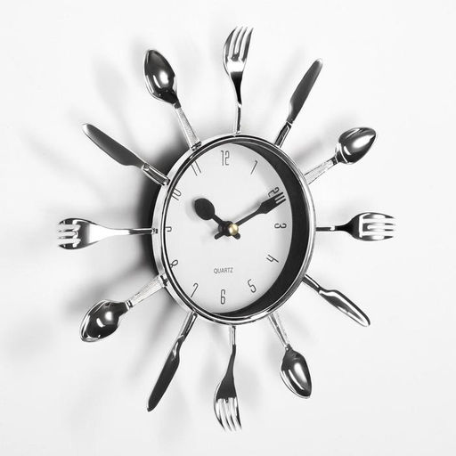 Часы настенные интерьерные «Вилки, ложки, поварешки», для кухни, бесшумные, плавный ход, 25×25 см, циферблат d=11 см