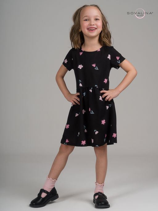 Платье Лето тюльпаны на черном