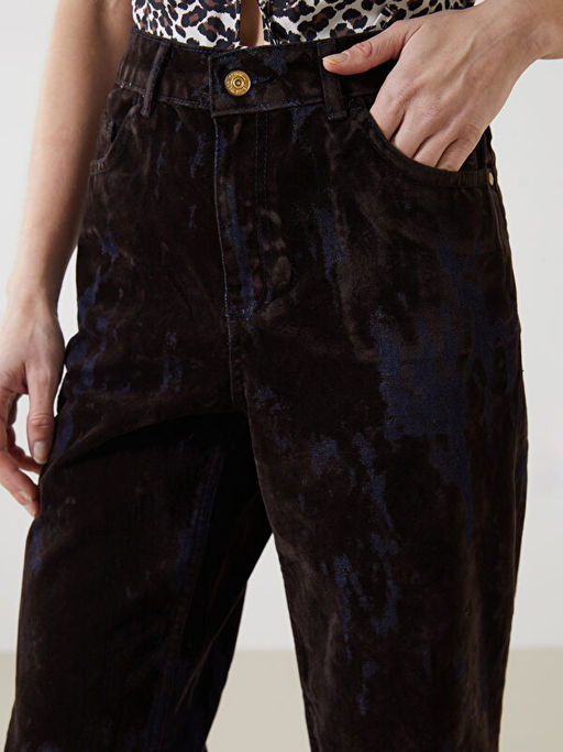 Straight Fit Batik Desenli Kad?n Jean Pantolon