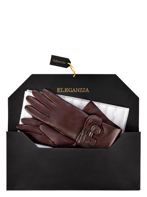 Перчатки женские ш/п F-IS0075 d.brown - Eleganzza фото 5
