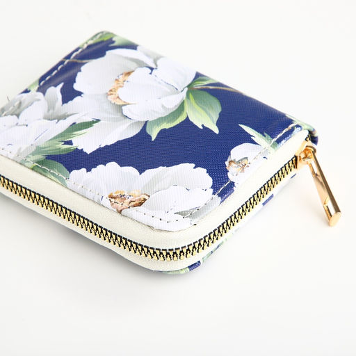 Кошелёк на молнии Букет, маленький, синий