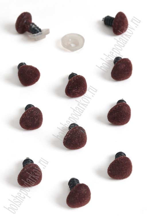 Фурнитура "Носики для игрушек бархатные" 11*8 мм, с заглушками (50 шт) SF-6100, коричневый