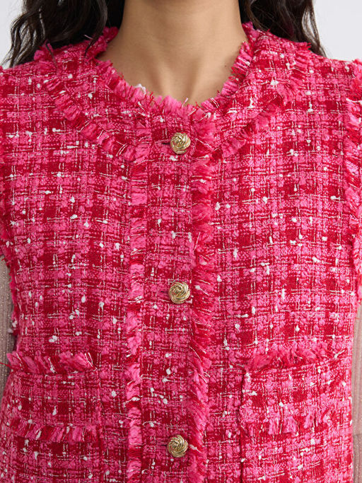 Bisiklet Yaka Ekose Kad?n T?vit Yelek