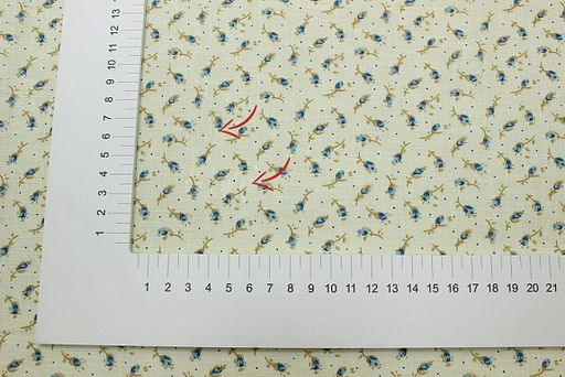 Импорт. хлопок (ситец) Маленькие бутончики цв.голубой, СОРТ2, ш.1.55м, хлопок-100%, 90гр/м.кв - Купава фото 3