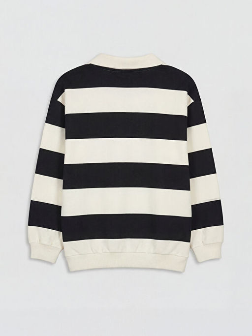 Polo Yaka Bask?l? Erkek ?ocuk Sweatshirt