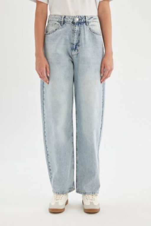 Baggy Fit Yuksek Bel Uzun Jean Pantolon