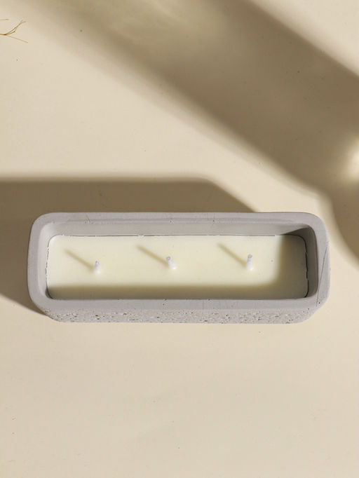 Свеча в вулканическом подсвечнике "Ящик" 3 хлопковых фитиля, серая 5,2х15х4,7 см