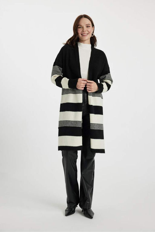 Кардиган стандартного кроя с V-образным вырезом - Defacto фото 5