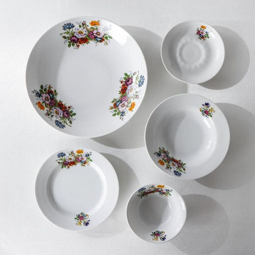 Набор столовой посуды Добрушский завод «Букет цветов», 34 предмета, фарфор, белый
