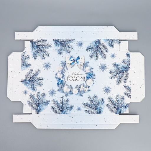 Цена за 2 шт. Коробка подарочная новогодняя складная «Новогодний венок», 25.5×15×4 см