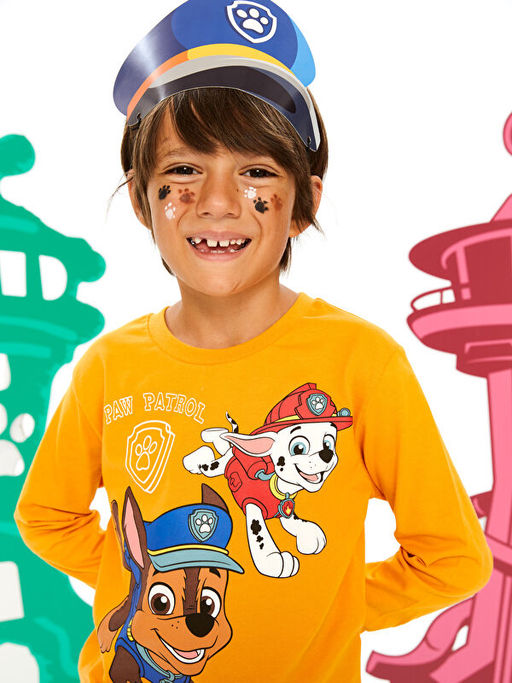 Bisiklet Yaka Paw Patrol Bask?l? Uzun Kollu Erkek ?ocuk Ti??rt - Waikiki фото 3