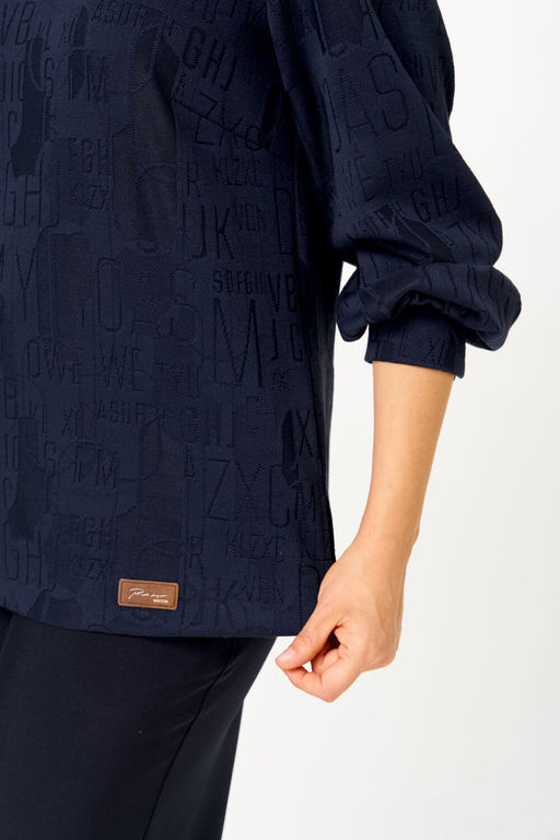 Блуза БелЭльСтиль 879 синий принт фото 3