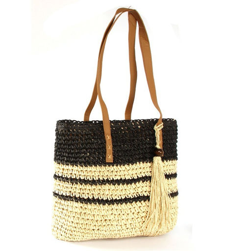 Сумка пляжная текстиль SNX-038, 1отд, беж/черный 265629