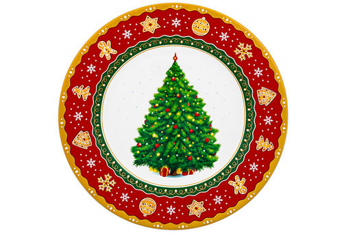 Набор тарелок для десертов 2 пр. 19*19*2 см Новогодняя ёлка красный узор NEW BONE CHINA - Elan gallery фото 5