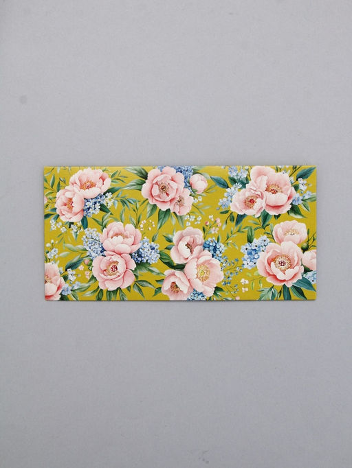 Цена за 10 шт. Конверт для денег Цветы, жёлтый, 16,5 х 8 см