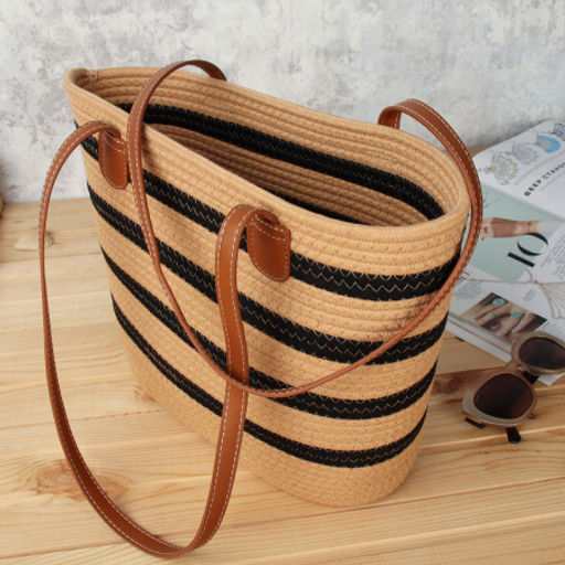 Сумка плетеная 27x43x13 / DW-21 /уп 50/коричнево-черная - Галеонтрейд фото 3