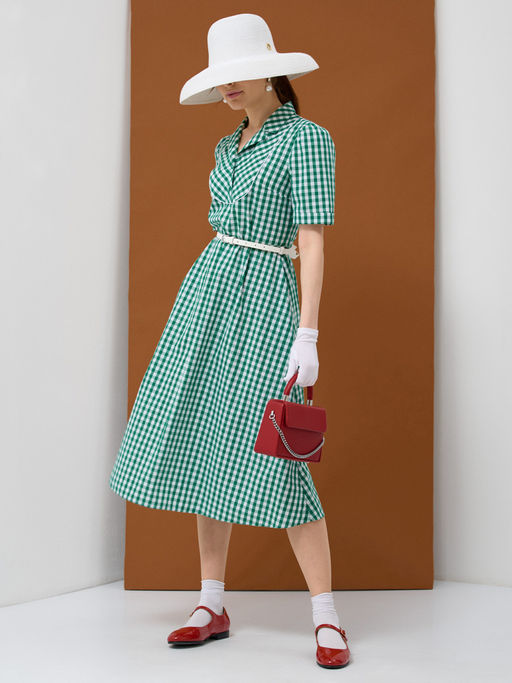 Платье хлопок клетка зелено-белая - Tantino фото 7