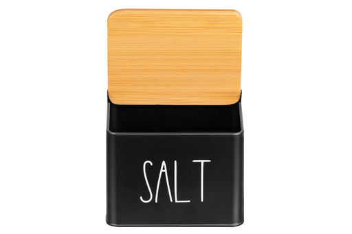 Емкость для хранения 1,5 л 14*11*11 см SALT с деревянной крышкой, черная - Elan gallery фото 16