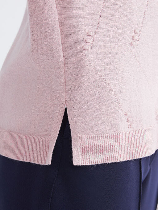 Bisiklet Yaka Kendinden Desenli Kad?n Triko Kazak