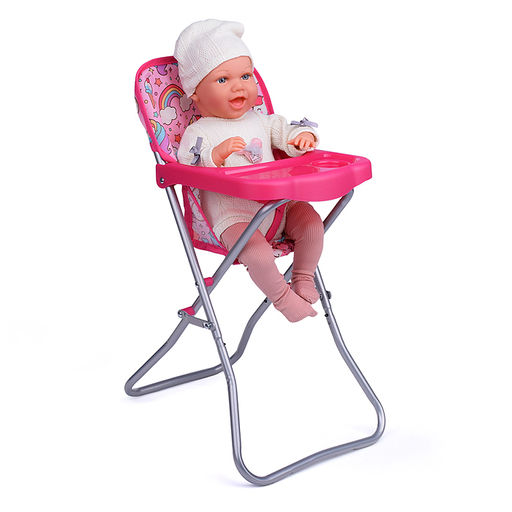 Набор аксессуаров для кукол (стульчик для кормления, манеж, переноска, сумка) единорожка в пакете