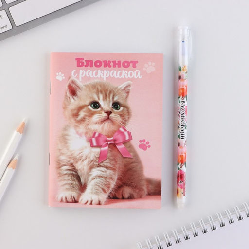 Подарочный набор, блокнот А6, 32 листа и волшебная ручка 8 марта: Котенок - Artfox фото 2