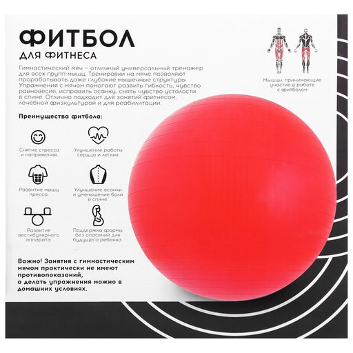 Фитбол ONLYTOP, d=85 см, 1400 г, антивзрыв, фиолетовый