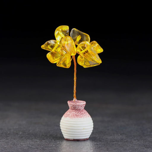 Цена за 2 шт. Денежное дерево декоративное «Сувенир бонсай. Богатства. Цитрин», натуральный камень, 7×3 см