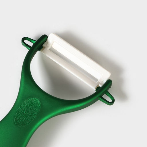 Набор кухонный Изгиб, 5 предметов: 4 ножа 7,5 см, 10 см, 13 см, 15 см, овощечистка, на подставке, цвет зелёный - Simaland фото 4