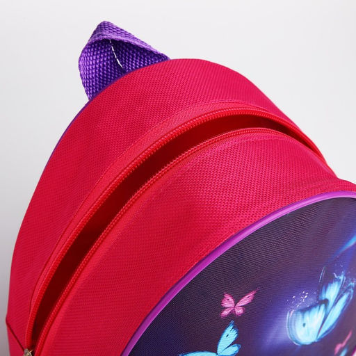 Рюкзак детский Котик и бабочка, 23 х 23*20 5 см, отдел на молнии, цвет красный - NAZAMOK KIDS фото 5