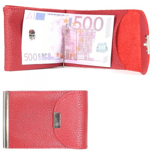 Зажим для купюр Croco-зк-300 (карм на мелочи, 2 кнопки) натуральная кожа красный флотер (113) 206854