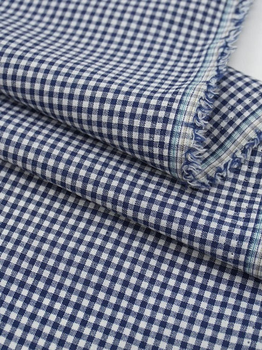 Вареный (стираный) хлопок Мелкая клетка цв.темно-синий, ш.2.5м, хлопок-100%, 125гр/м.кв - Купава фото 2