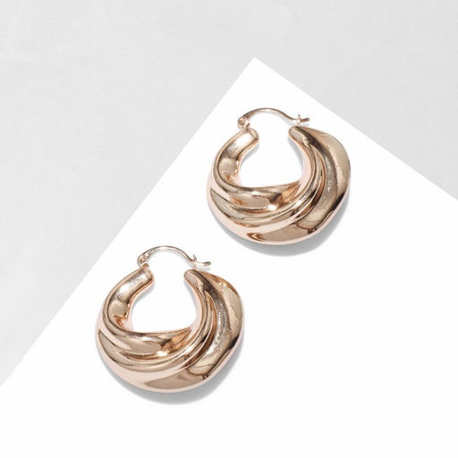 Серьги металл Рельефные объёмные, цвет золото