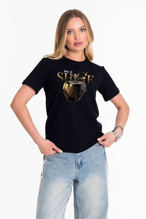 Футболка с принтом М326063Па черный - Елена фото 2