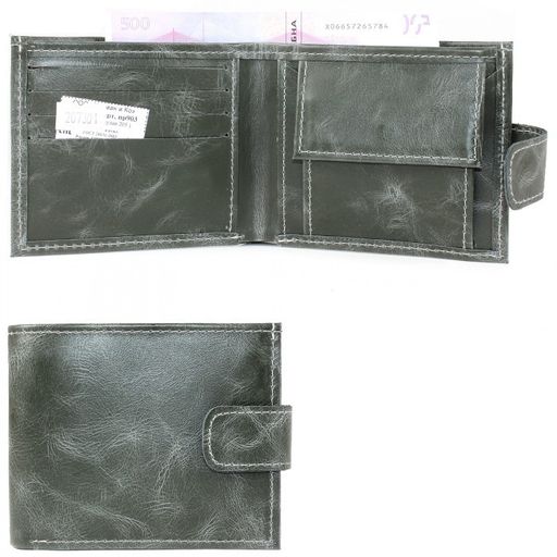 Портмоне мужское Croco-ПР-903 натуральная кожа 3 отд, 3 карм, зеленый тем пулл-ап (205) 207301