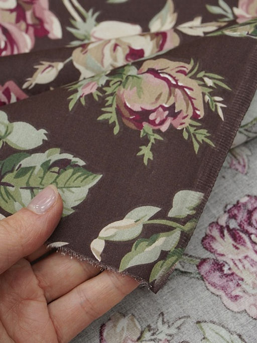 Сатин Античные розы цв.горький шоколад, ш.1.6м, хлопок-100%, 110гр/м.кв - Купава фото 8