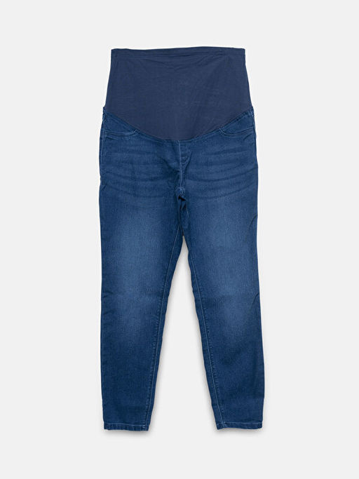 Kad?n Kar?n Panelli Slim Mom D?z Jean Pantolon
