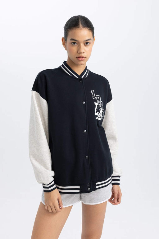 DeFactoFit Толстый кардиган-бомбер с воротником-бомбером оверсайз и карманами фото 6