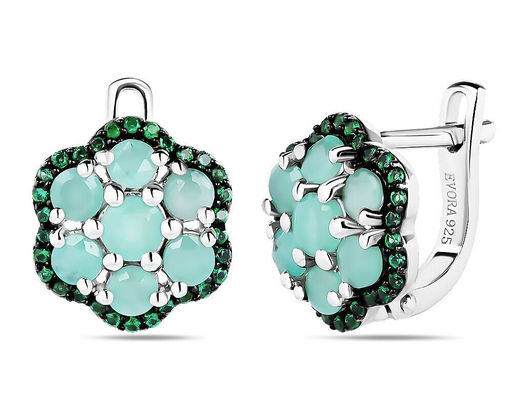 Серьги, изумруд берилл , наноизумруд, Зима