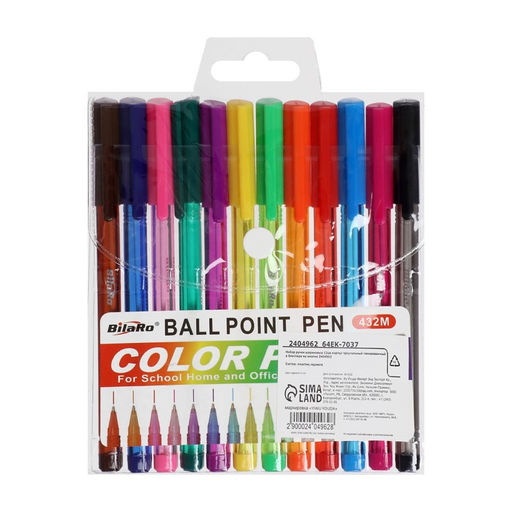 Набор ручек шариковых, 12 цветов, треугольный, тонированный корпус, в блистере на кнопке - Simaland фото 4