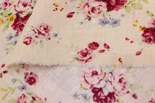 Импорт. хлопок Букеты роз на св.персиковом, ш.1.48м, хлопок-100%, 105гр/м.кв - Купава фото 2