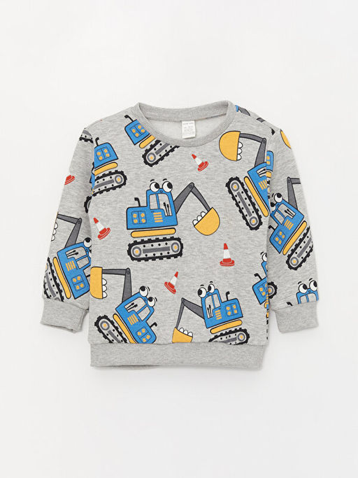 Bisiklet Yaka Uzun Kollu Bask?l? Erkek Bebek Sweatshirt ve E?ofman Alt 2li Tak?m - Waikiki фото 2