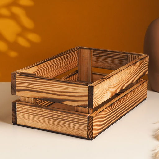 Кашпо деревянное 26х16х10 см обожженный - Дарим красиво фото 2