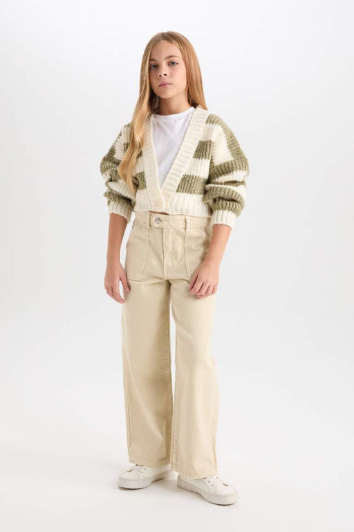 Кардиган для девочек с V-образным вырезом - Defacto фото 2