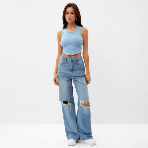Топ в рубчик женский MIST, onesize, голубой