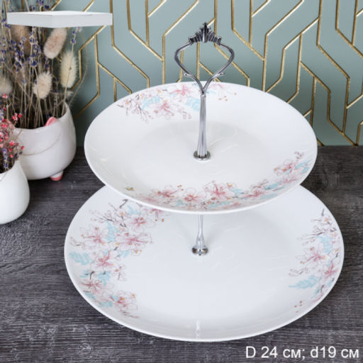 Ваза для сервировки 2-х ярусная / WG-2/LYGP75/95 (23014) /уп 12/ Нежность