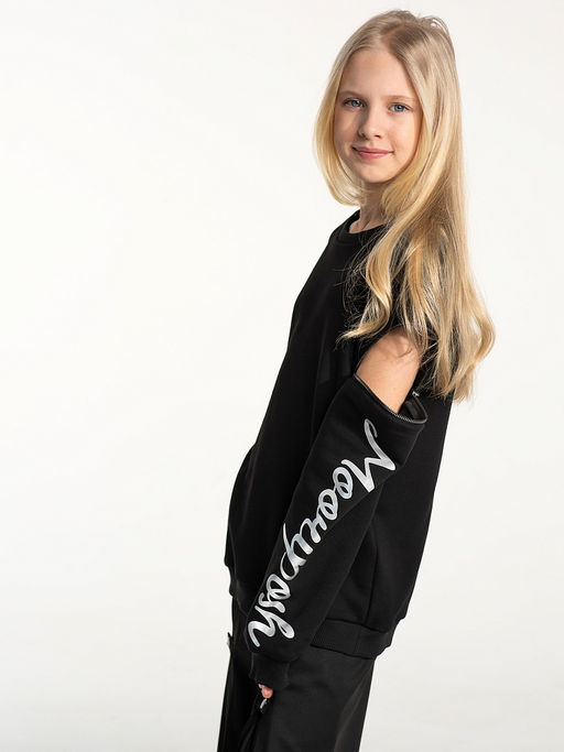 Черный свитшот для девочки, модель 1612 - Mooriposh фото 5